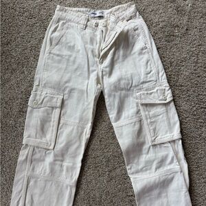 TNA White Cargo Pants with Utility Design